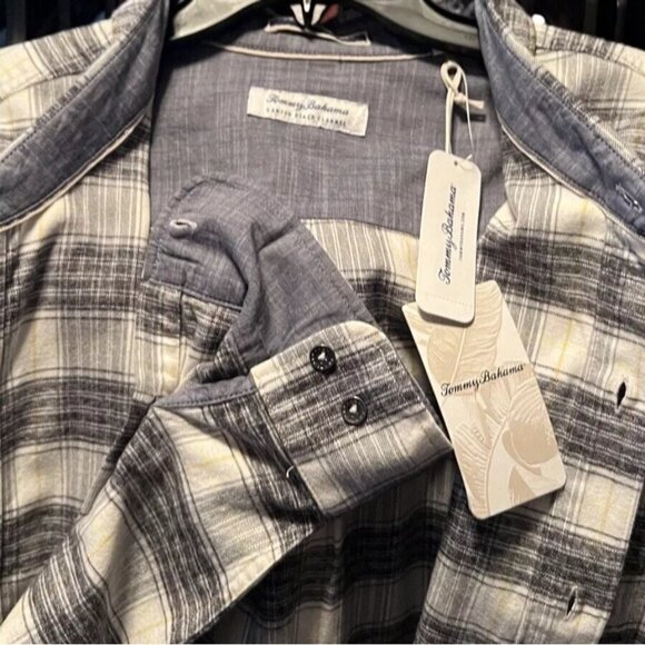 Tommy Bahama Big & Tall 3XB Canyon Beach Rancho Check Flannel Shirt Continental - Picture 5 of 7
